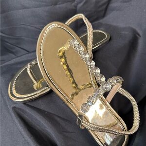 Gold Crystal Strap Women's Sandals